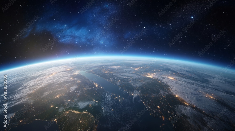 Obraz premium Polar atmosphere, Antarctic night, southern aurora spectacle.