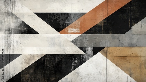 Abstract Geometric Pattern with Distressed Concrete Texture