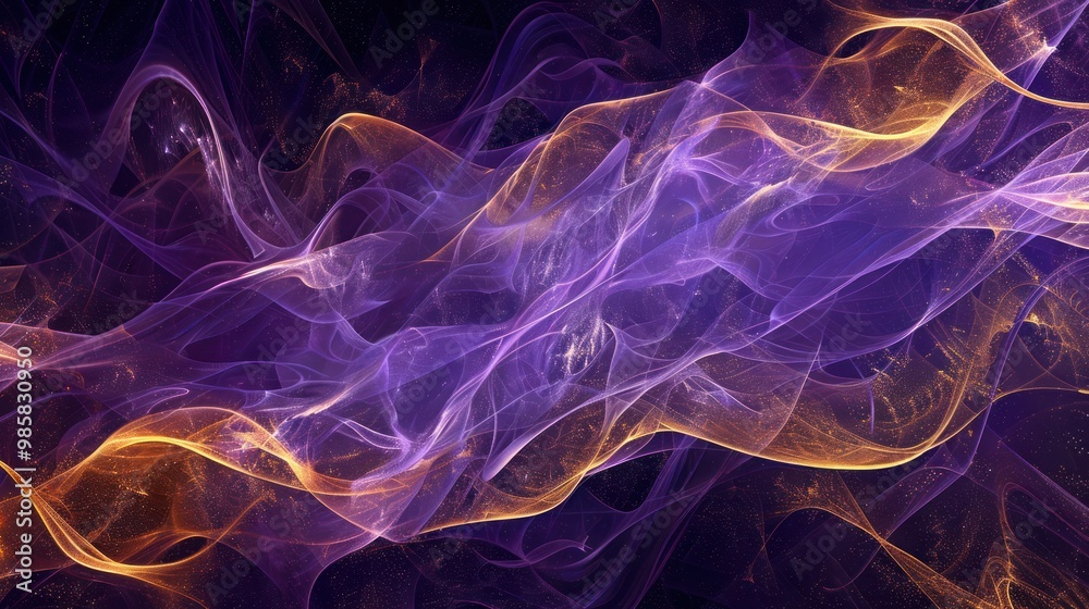 Fototapeta premium Abstract Purple and Gold Swirls