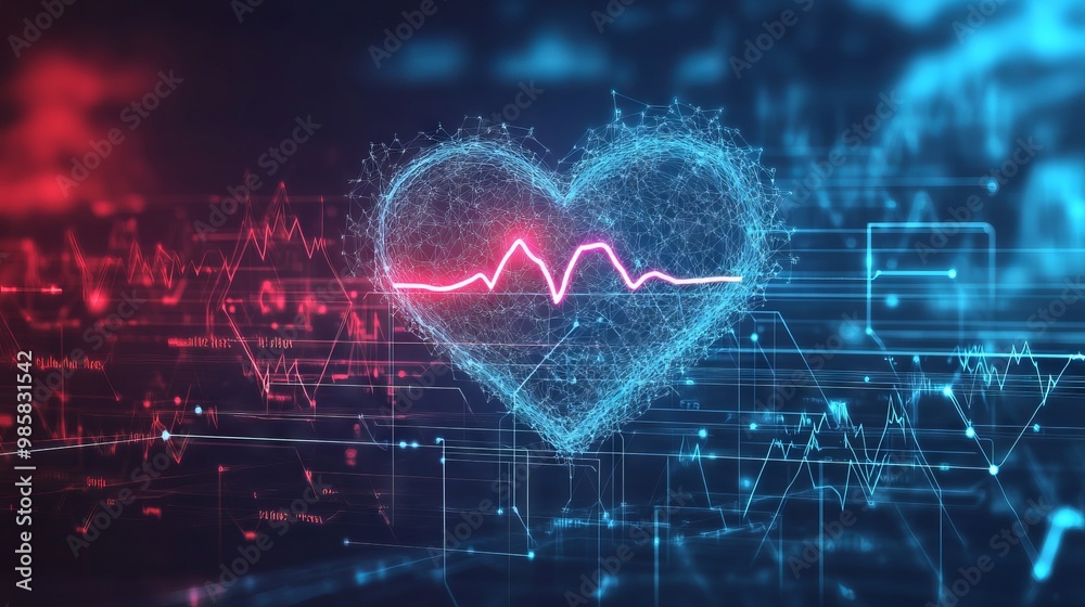 Cloud icon with heartbeat on digital background symbolizes health data security in ehr systems Cloud icon with heartbeat on digital background symbolizes health data security in ehr systems