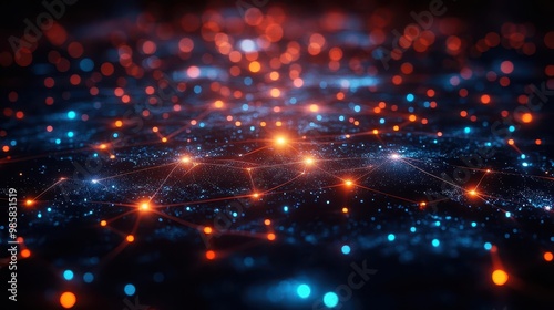 Wallpaper Mural abstract visualization of big data analytics featuring interconnected nodes and flowing data streams vibrant colors pop against a dark background conveying complexity and insight Torontodigital.ca