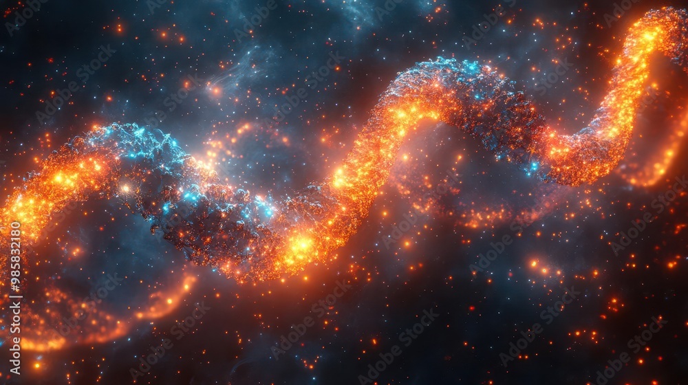 abstract visualization of music as dnalike structures swirling helixes of colorful notes and sound waves intertwine with glowing data points deep space background with distant nebulae abstract visualization of music as dnalike structures swirling helixes of colorful notes and sound waves intertwine with glowing data points deep space background with distant nebulae