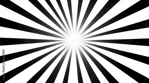 Modern Black and White Sunburst Symbol on White Background - Vector Illustration with 3D Effect and High Resolution