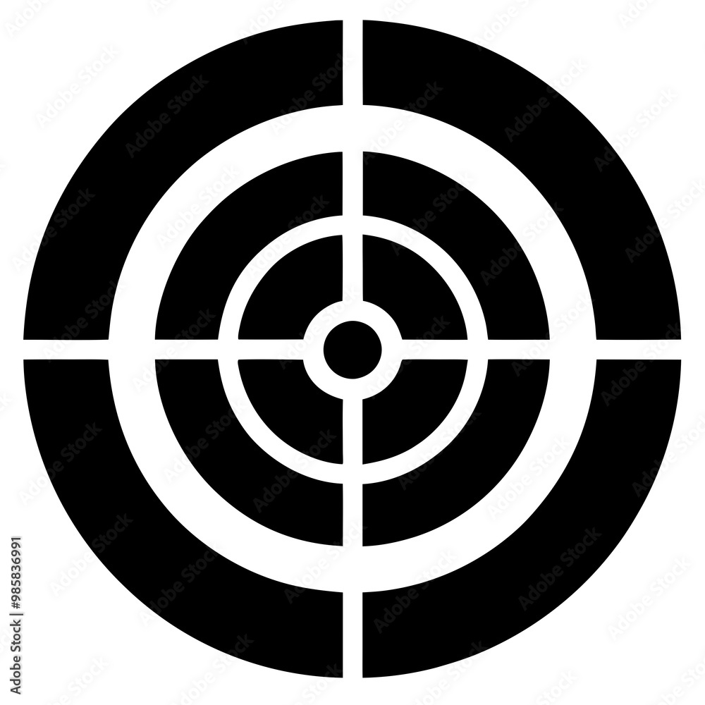 Black Target Symbol with Concentric Circles in Simple Design for Focus and Accuracy Black Target Symbol with Concentric Circles in Simple Design for Focus and Accuracy