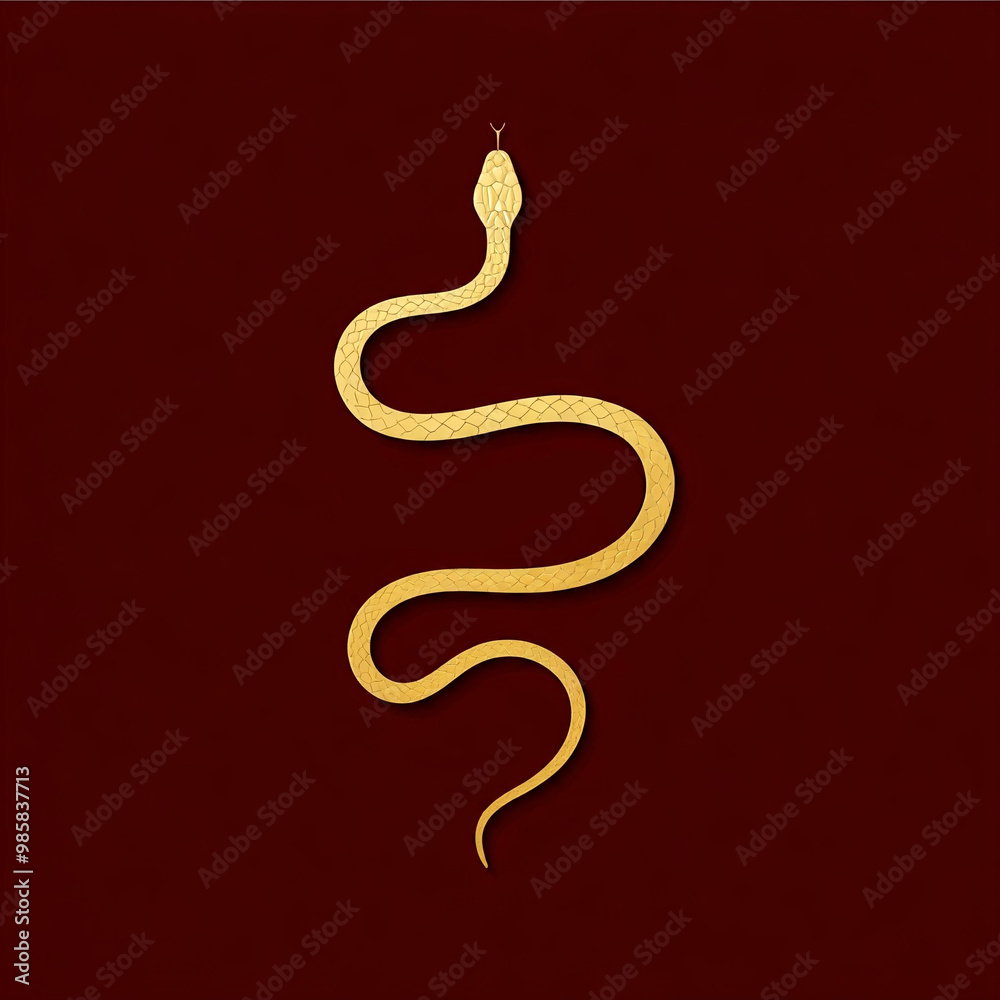 Obraz premium A silhouette of a golden snake on a red background, representing the Lunar New Year concept.