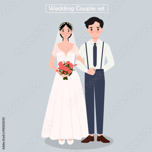 Bride and groom standing while holding hands