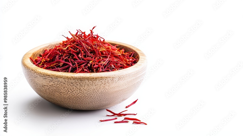 Saffron threads in a small dish, luxury spice concept, ultra-high detail, rich red hues, isolated on white background Saffron threads in a small dish, luxury spice concept, ultra-high detail, rich red hues, isolated on white background