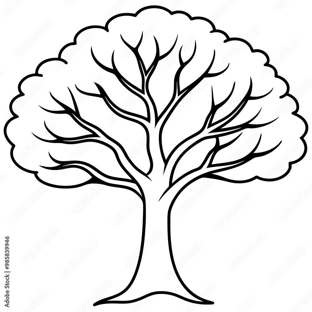 Obraz premium Tree line art vector illustration