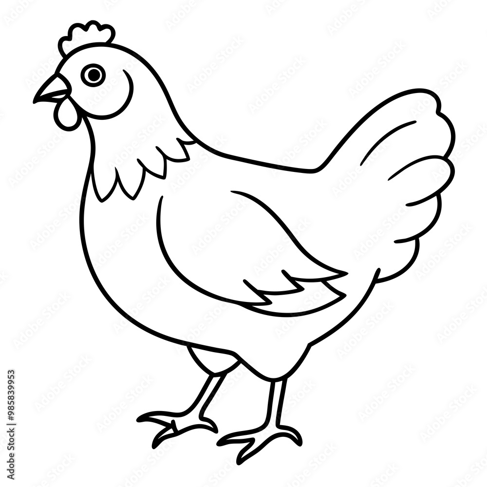 Hen Line Art Vector Illustration Hen Line Art Vector Illustration