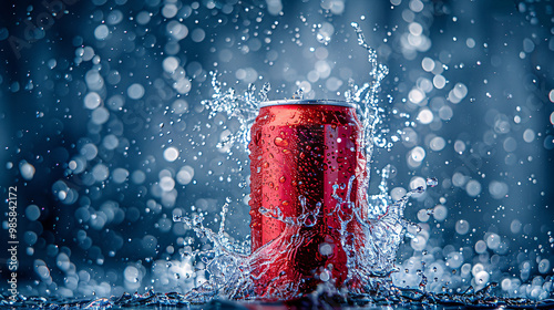 Red beverage can launched into the air