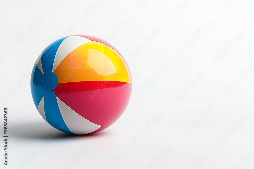 Toy beach ball in various colors, isolated on a white backdrop. Generative Ai Toy beach ball in various colors, isolated on a white backdrop. Generative Ai