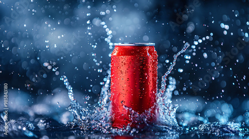 Tossing a red soda can skyward