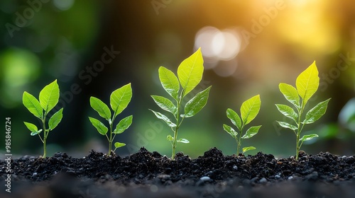 A close-up image of young plants growing in soil, symbolizing growth, renewal, and environmental sustainability.