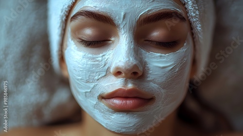 Minimalist Facial Mask Icon with Serene Closed Eyes Symbolizing Skincare and Wellness