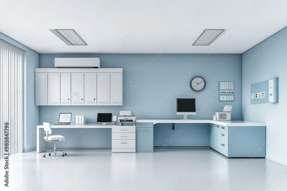 Hospital administration office on solid white background, single object Hospital administration office on solid white background, single object