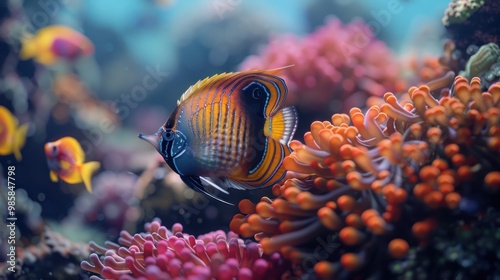 Colorful Fish in Coral Reef.