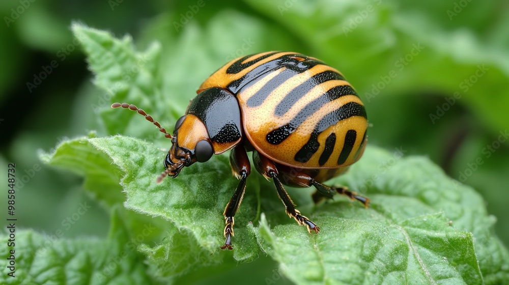 The Colorado potato beetle is a destructive pest that can cause significant damage to potato crops. Its voracious appetite for green potato leaves can lead to defoliation and reduced yields