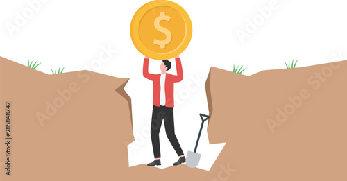 Searching for investment opportunity, financial success or salary raise, inspect way to make profit and earning concept,

