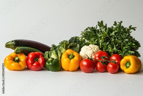 Mixed vegetables on solid white background, single object