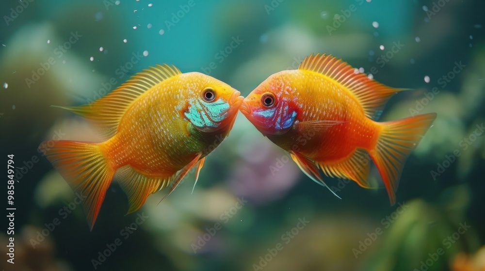 Two Goldfish Face to Face.