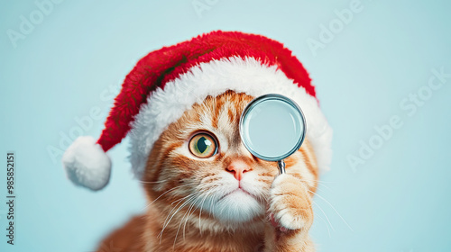 christmas cat with santa hat