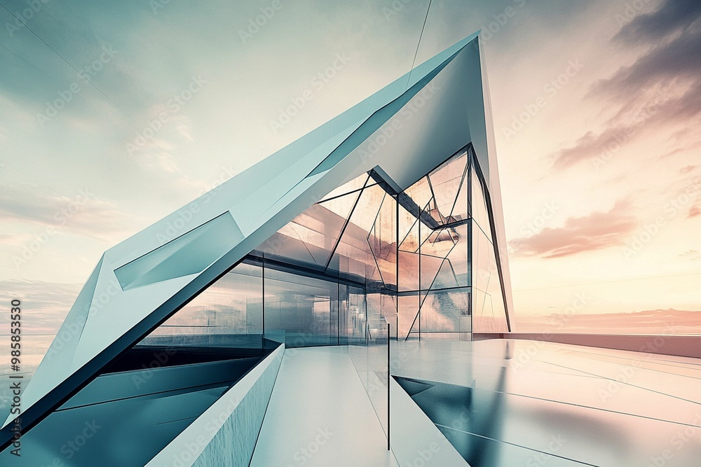 Fototapeta premium An architectural magazine cover showcasing a striking modern building with sharp lines