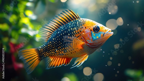 Colorful Freshwater Fish in Aquarium. photo