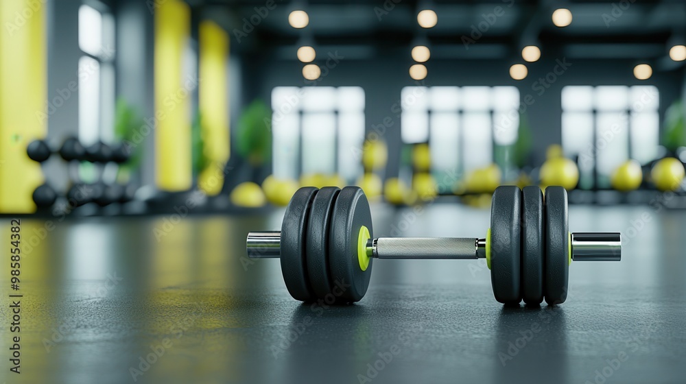 Minimalist Strength Training with Sleek Dumbbells in Clean Gym Setting | Simple Fitness Routine Concept with Text Space Minimalist Strength Training with Sleek Dumbbells in Clean Gym Setting | Simple Fitness Routine Concept with Text Space