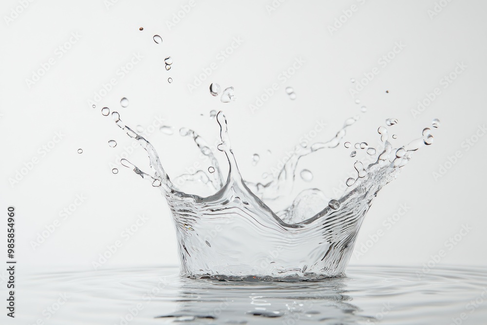 Splash effect with water on solid white background, single object Splash effect with water on solid white background, single object
