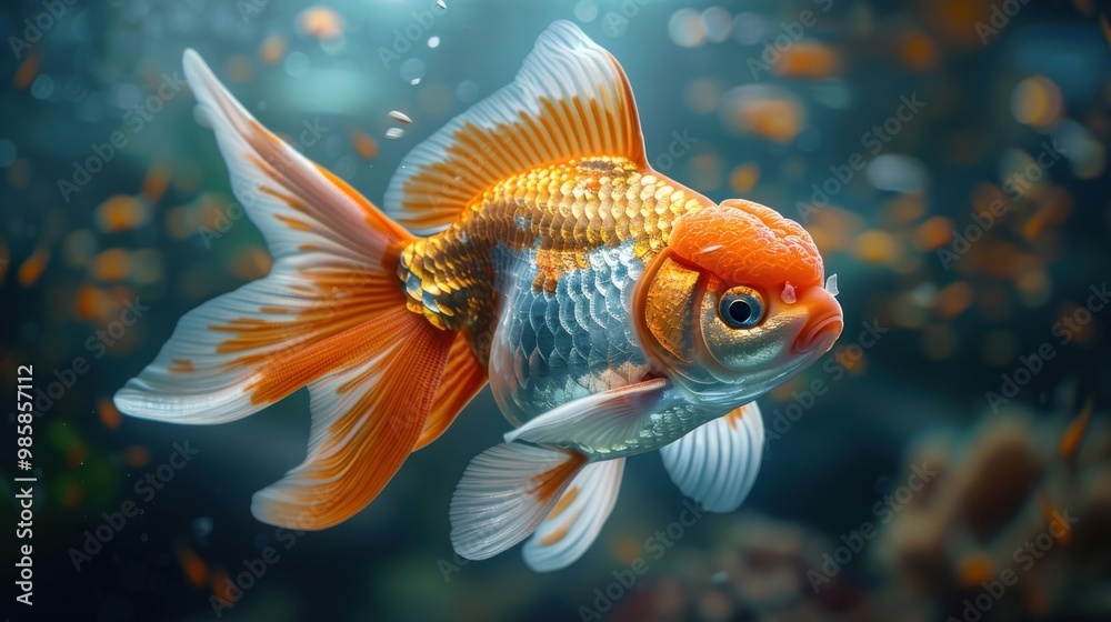 Fototapeta premium Beautiful Goldfish in Aquarium.