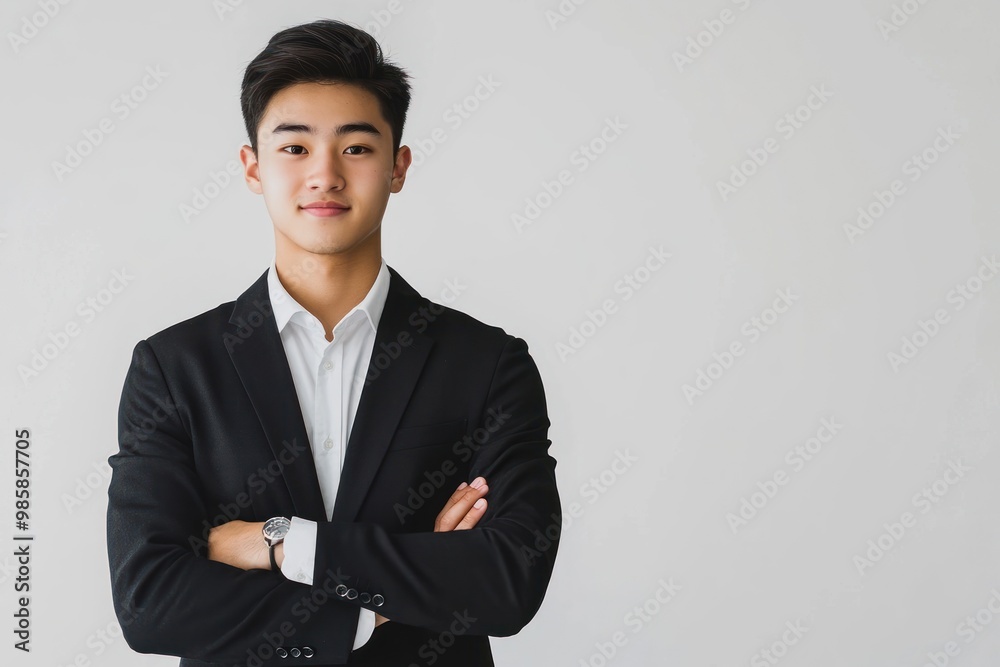 Young Asian businessman on solid white background, single object Young Asian businessman on solid white background, single object