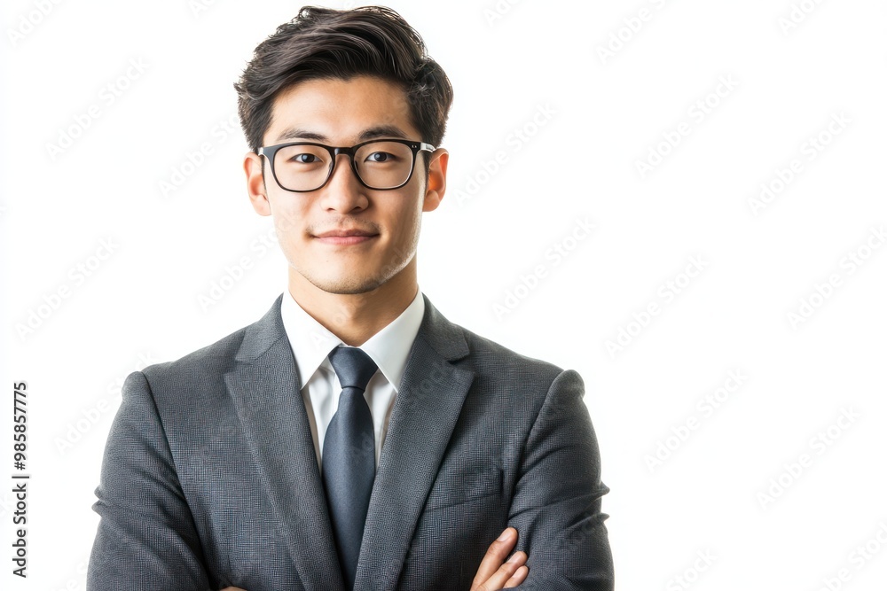Young Asian businessman on solid white background, single object Young Asian businessman on solid white background, single object