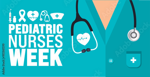 Pediatric Nurses Week background or banner design template is observed every year in October. Holiday concept. Template for card, poster, placard, template. eps 10
