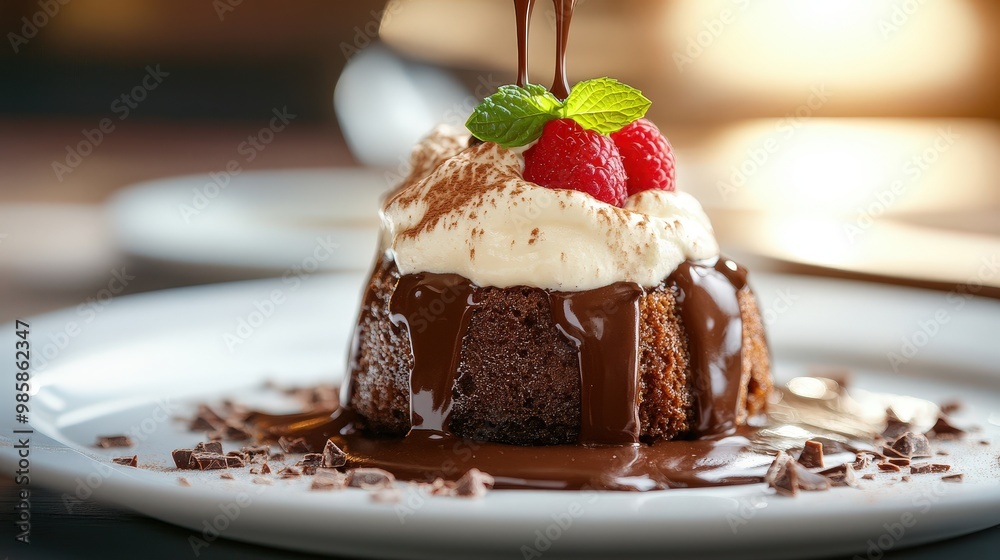 Indulge in Rich Chocolate Sauce Drizzled Over a Decadent Dessert for the Ultimate Treat Experience!