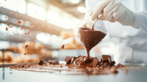 Wallpaper Mural Crafting Gourmet Chocolate: A Chocolatier’s Artistic Process in a Bustling Factory Environment Torontodigital.ca