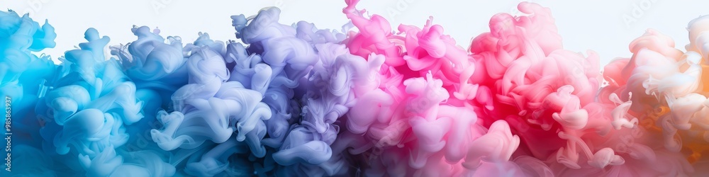 Fototapeta premium A bold, electric cloud of acrylic pigments and ink in water, featuring vibrant neon colors such as electric blue, hot pink, and lime green.
