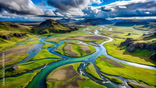 Wallpaper Mural landscape with river and mountains Torontodigital.ca