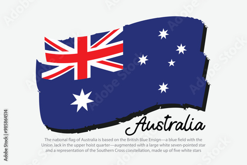 Australia flag vector illustration with Brush strokes to celebrate Canada Independence Day. Australian national flag emblem, badge. waving flag icon button with 5 stars. 