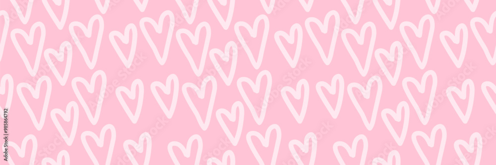 Hearts, web banner, pink seamless texture background Hearts, web banner, pink seamless texture background