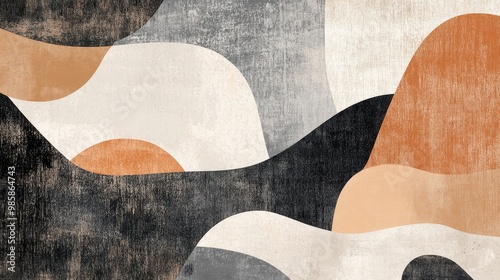 Abstract Art with Curved Shapes and Earthy Colors
