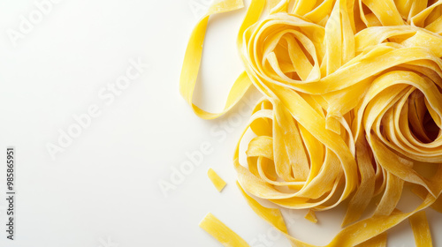 Patten pasta tagliatelle on white background