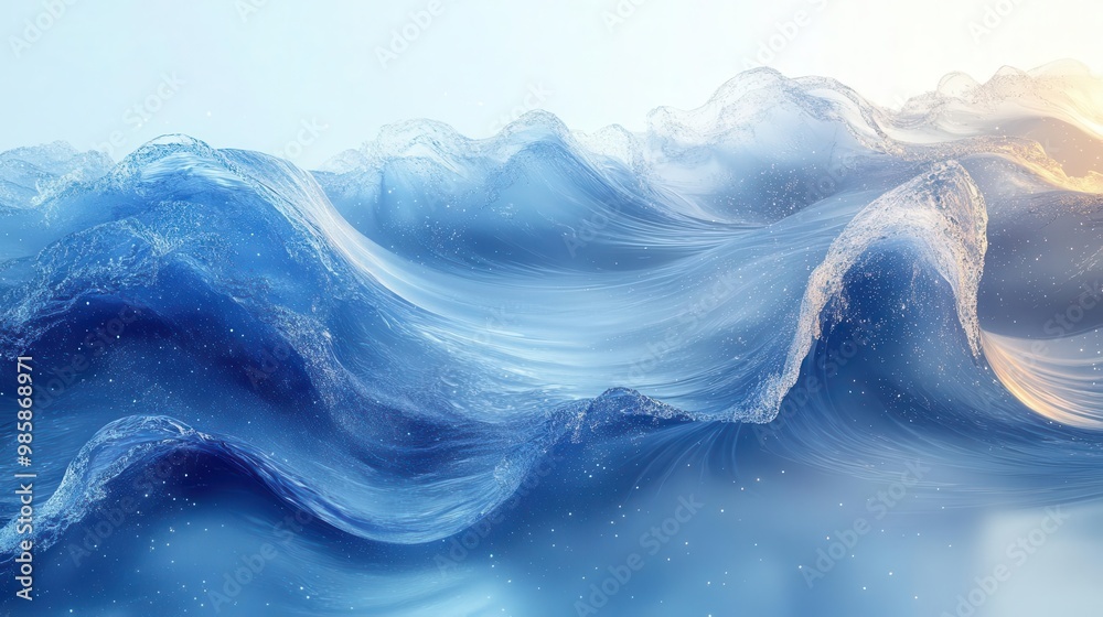 Fototapeta premium dynamic blue wave pattern on crisp white background abstract fluid forms create sense of motion and energy clean modern aesthetic with subtle gradients