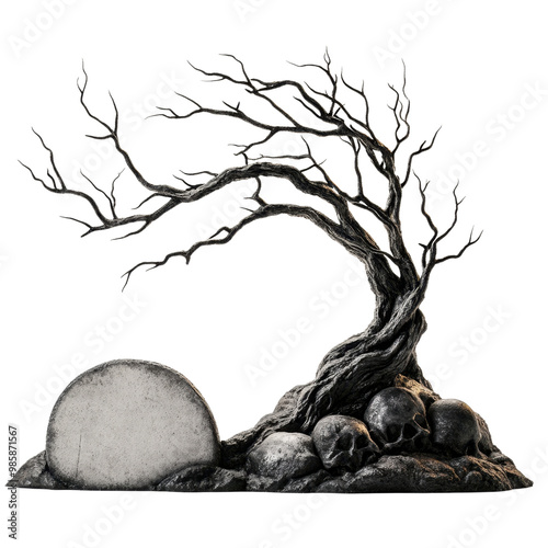 Eerie Tree Amongst Grave Skulls