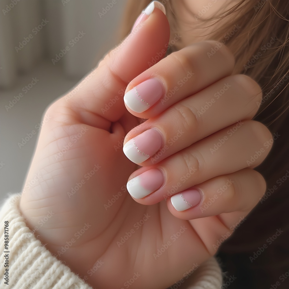 chic and sophisticated manicure on a woman's hand, close-up chic and sophisticated manicure on a woman's hand, close-up
