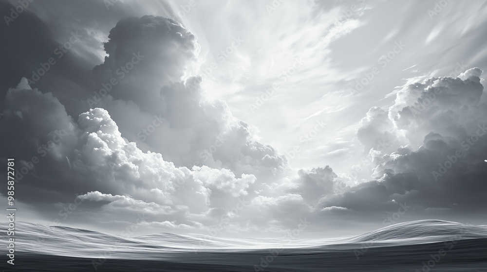 Dramatic Cloud Formations Over Rolling Hills With Sunlight Filtering Through The Sky Dramatic Cloud Formations Over Rolling Hills With Sunlight Filtering Through The Sky