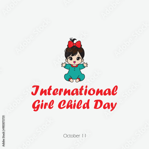 International Girl Child Day October 11 Vector Illustration