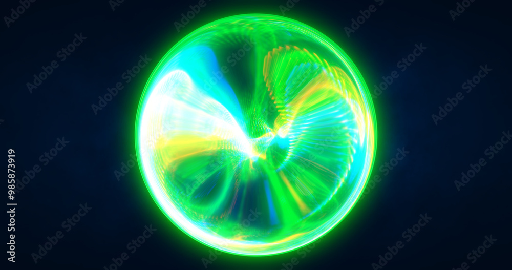 A vibrant, glowing green orb with swirling patterns of light, set against a dark background. Ideal for themes related to energy, technology, or futuristic concepts A vibrant, glowing green orb with swirling patterns of light, set against a dark background. Ideal for themes related to energy, technology, or futuristic concepts