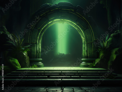 Awesome Podium product stand or display with blur and cinematic background