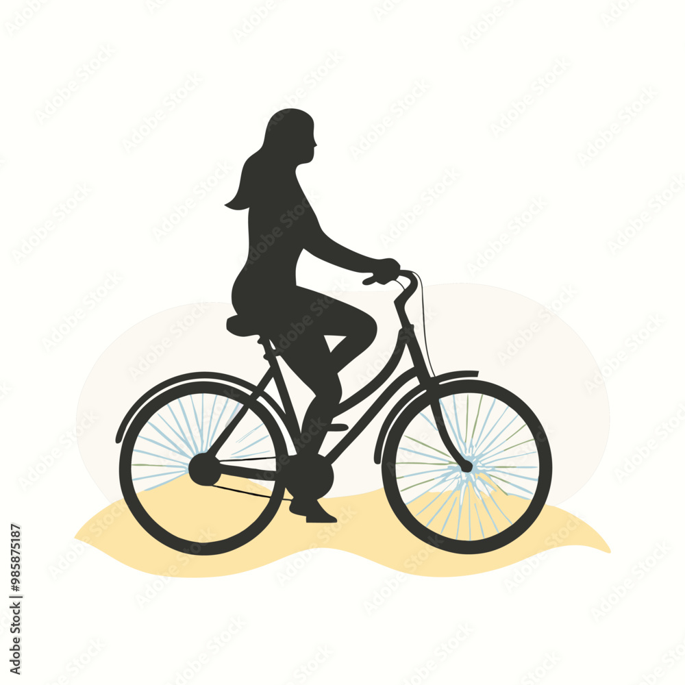 a women on bicycle, vector silhouette, on a white background, a women on bicycle, vector silhouette, on a white background,