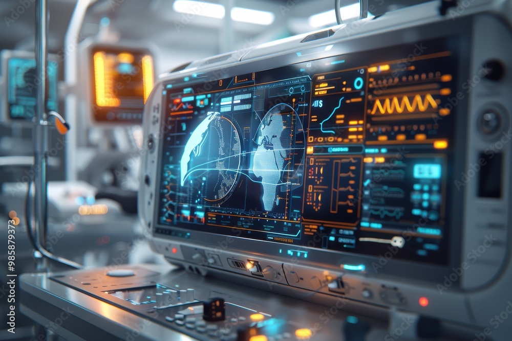 Advanced medical monitoring system in futuristic hospital Advanced medical monitoring system in futuristic hospital